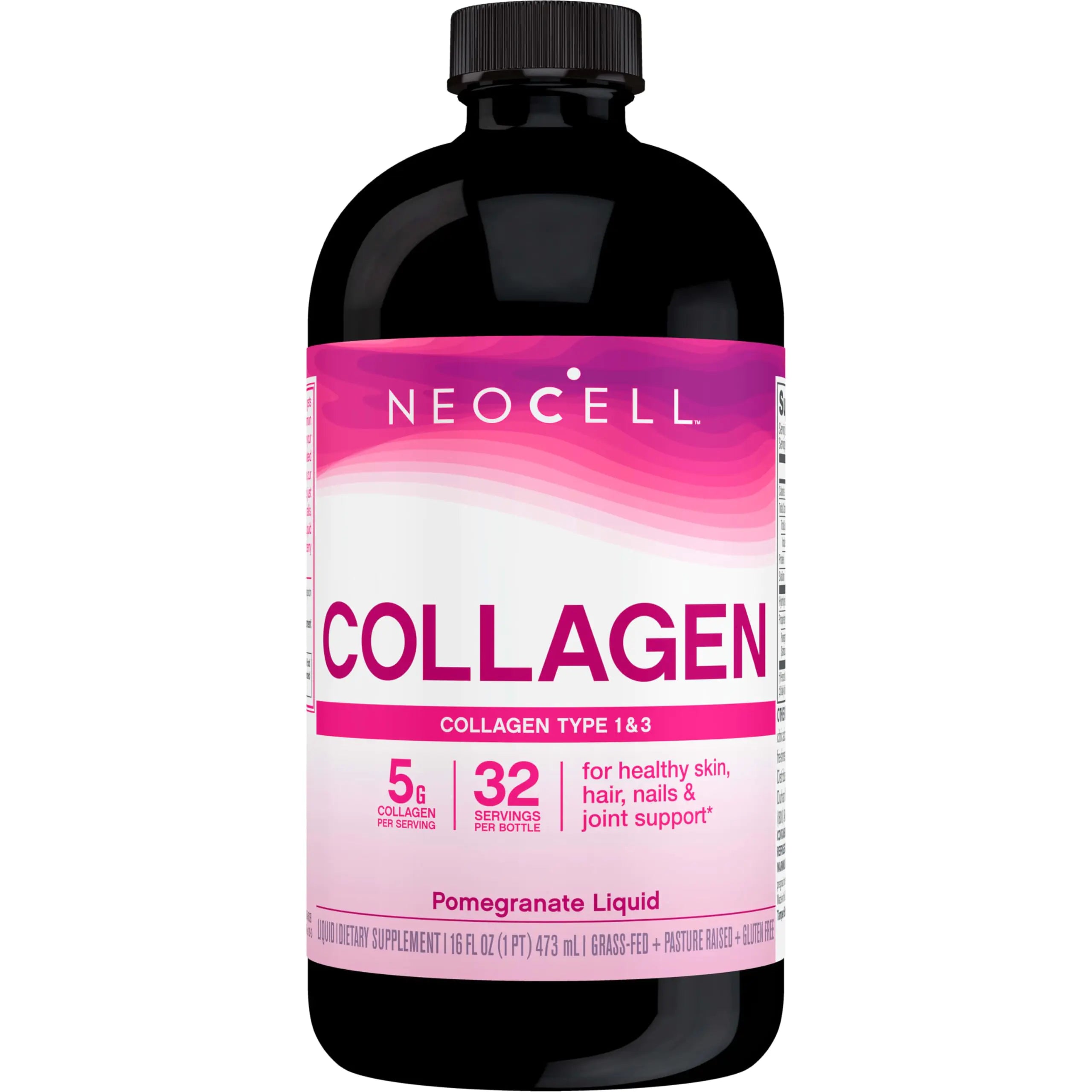 NeoCell Liquid Collagen Skin Hair Nails and Joints Supplement Includes Fruit Juice Concentrates and Green Tea Blend Pomegranate 16 oz. 1 Bottle